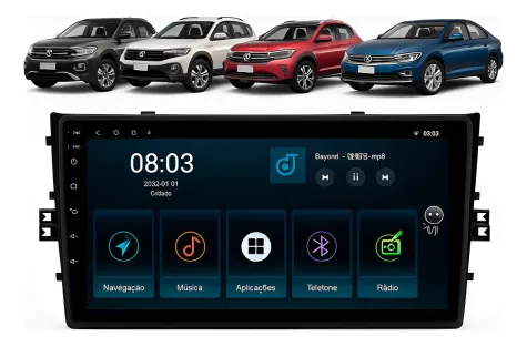 VOLKSWAGEN VIRTUS-TCROSS-POLO 2018/2023 KIT STANDARD - CENTRAL MULTIMÍDIA 9" ADAK ANDROID 4CORE + 4GB RAM + 64GB ROM