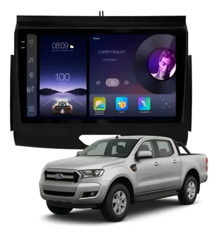 FORD RANGER 2019/2025 KIT STANDARD - CENTRAL MULTIMÍDIA 9" ADAK ANDROID 4CORE + 4GB RAM + 64GB ROM