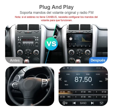 SUZUKI VITARA 2005/2015 KIT PREMIUM - CENTRAL MULTIMÍDIA 9" ADAK ANDROID 8CORE + 4GB RAM + 64GB ROM