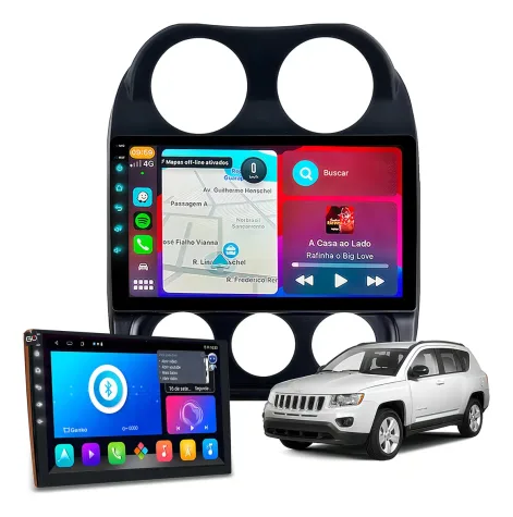 EEP COMPASS 2010/16 KIT STANDARD - CENTRAL MULTIMIDIA 10.1" ADAK ANDROID 4CORE + 2GB RAM + 64GB ROM